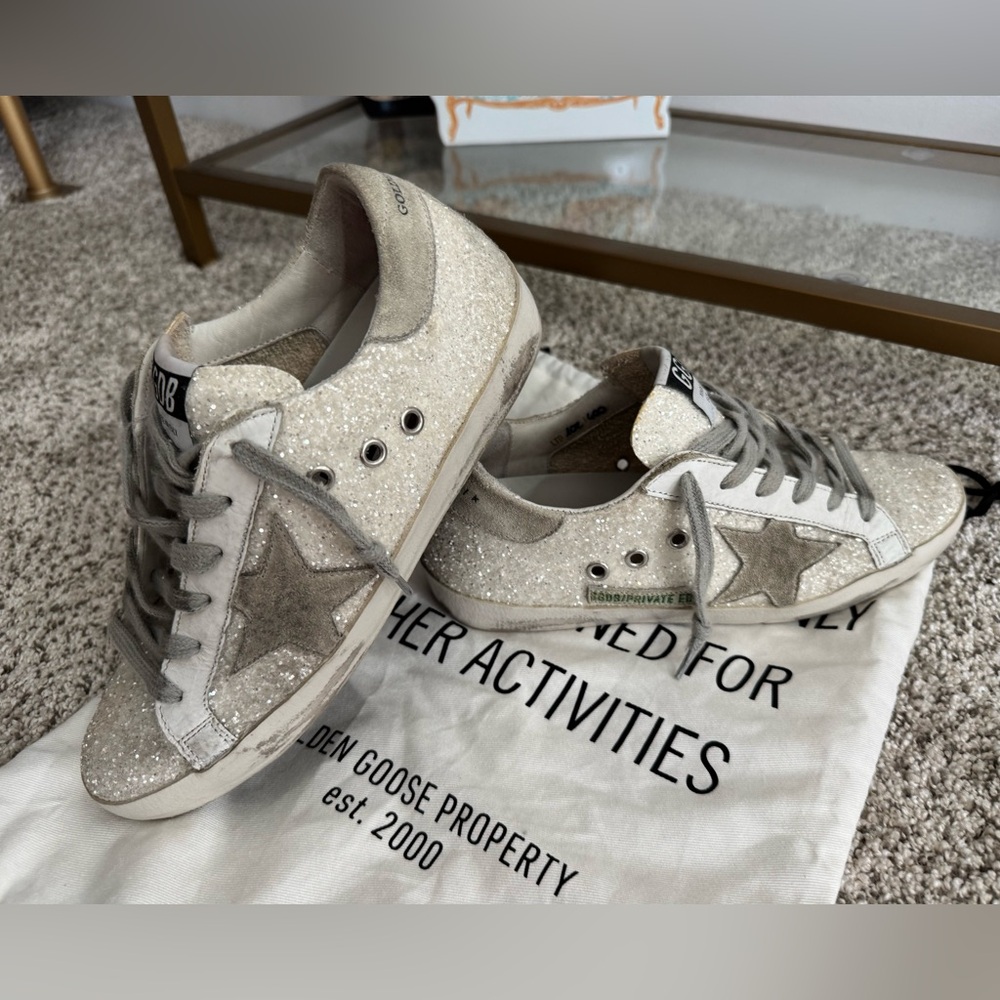 Golden Goose Women’s Super-Star LTD (102/600) in glitter (ivory/white)